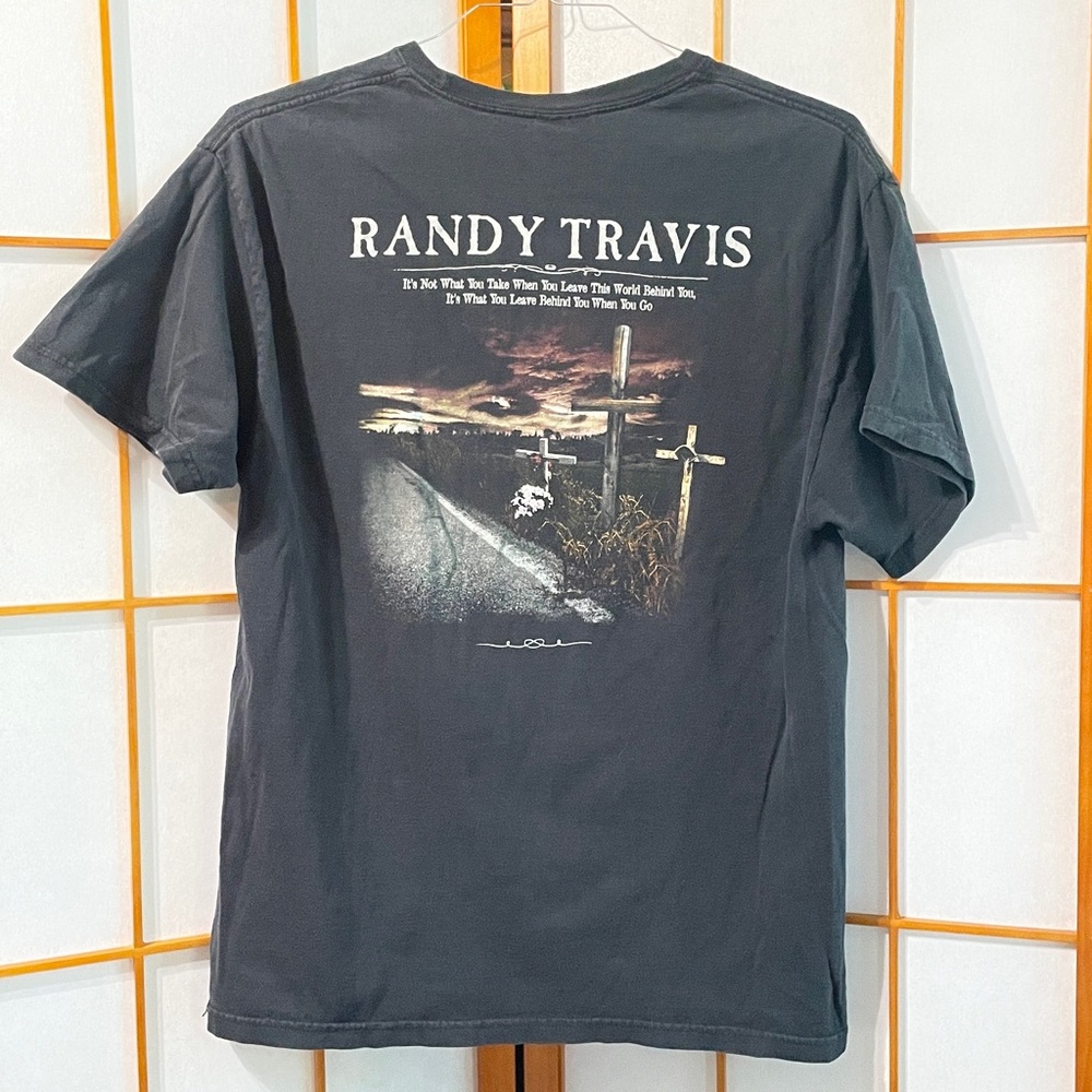 Randy Travis vintage 3 wooden crosses Graphic Tee, black, size Large